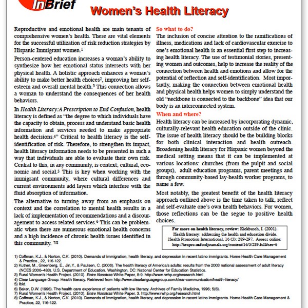 Women's Health Literacy Brief